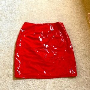 Red latex fashion nova skirt! Size small.